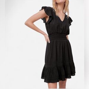 Rails Tara Fit and Flare Linen Blend Dress, Black, Large